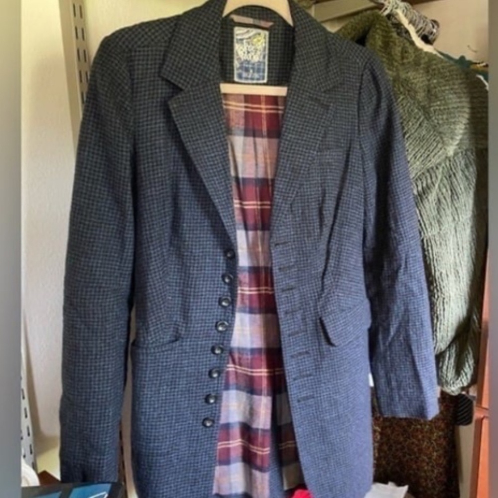 Vintage Free People Houndstooth Riding Jacket